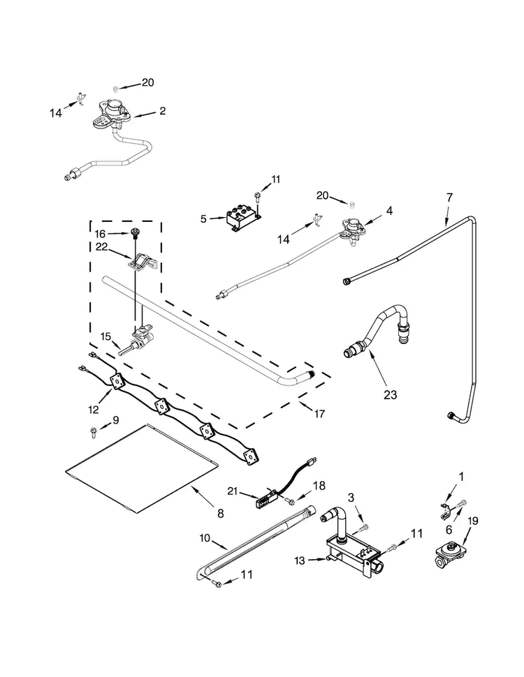 Manifold Parts Diagram and Parts List for WFG320M0BB0  Whirlpool Range