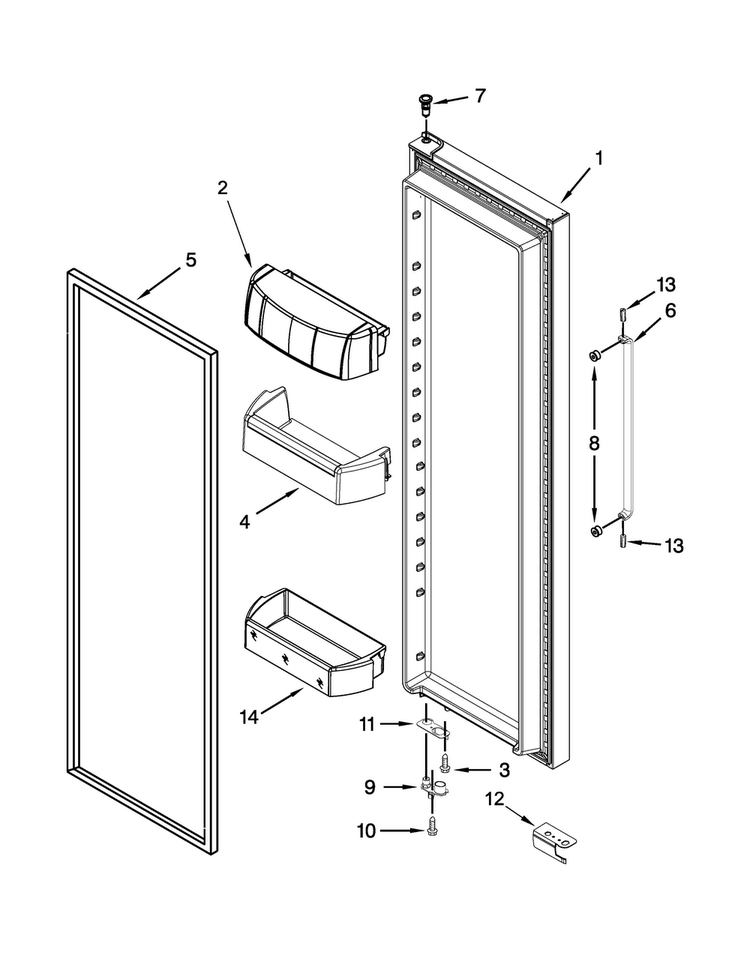 Refrigerator Door Parts Diagram and Parts List for BRS75BRANA00  Whirlpool Refrigerator