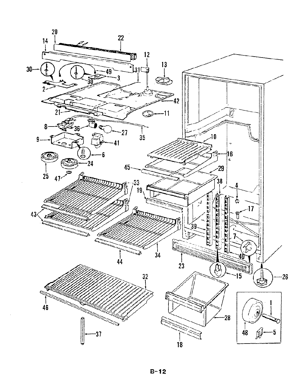 03 - Fresh Food Compartment Diagram and Parts List for RB19EY-2A  Whirlpool Refrigerator