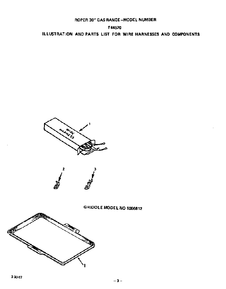 Wire Harness Diagram and Parts List for F4457*0  Roper Range