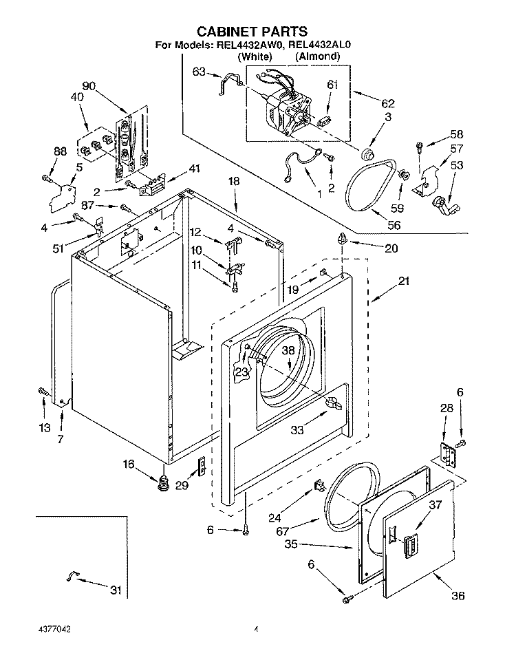 SECTION Diagram and Parts List for REL4432AL0  Roper Dryer