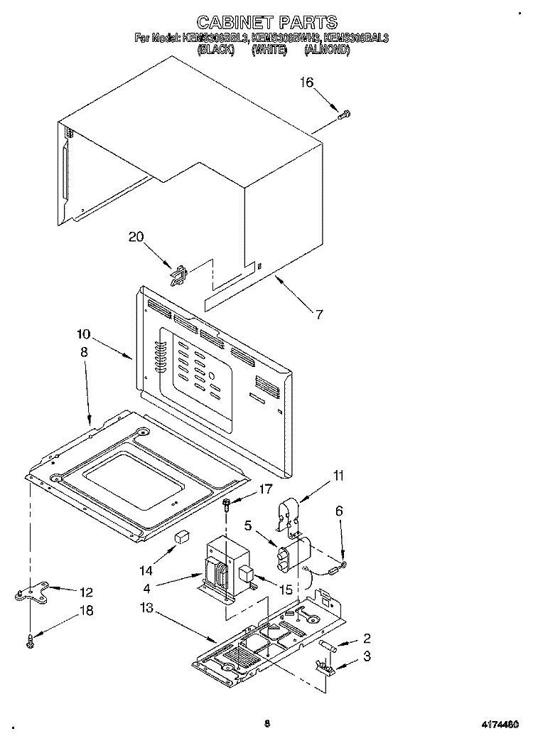 CABINET Diagram and Parts List for KEMS306BAL3  KitchenAid Wall Oven