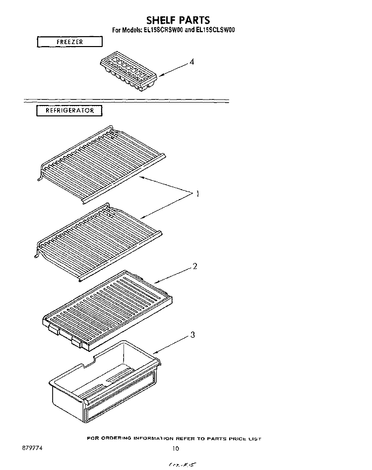 SHELF Diagram and Parts List for EL15SCLSW00  Whirlpool Refrigerator
