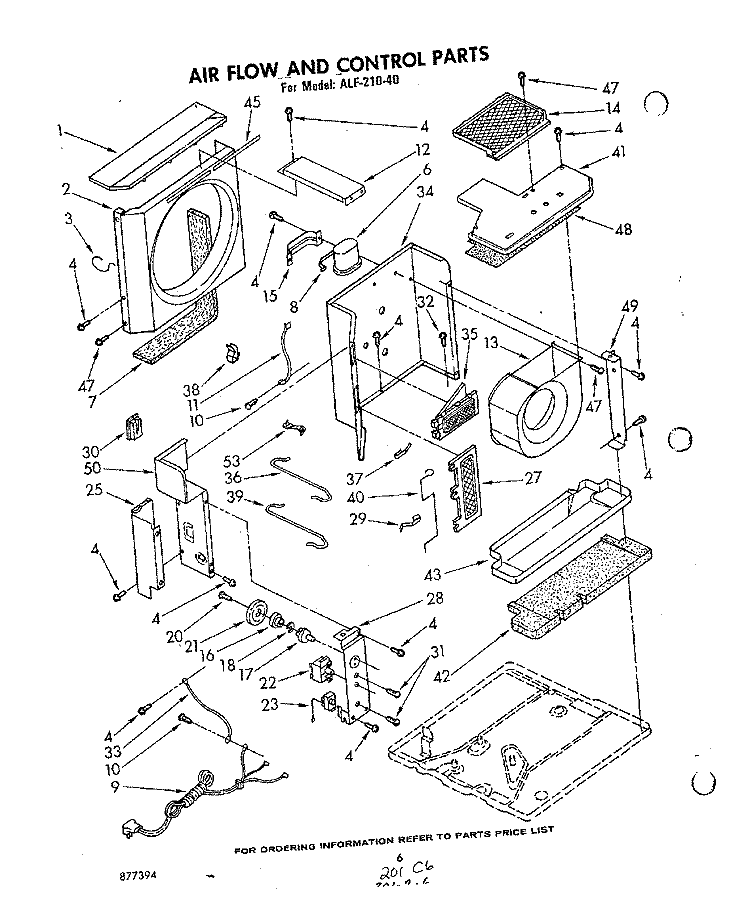 AIR FLOW AND CONTROL , LIT/OPTIONAL Diagram and Parts List for ALF21040  Whirlpool Air Conditioner