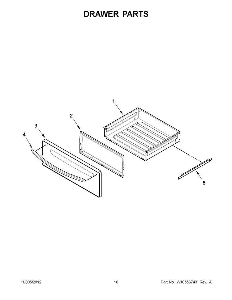DRAWER PARTS Diagram and Parts List for YKERS206XS3  KitchenAid Range