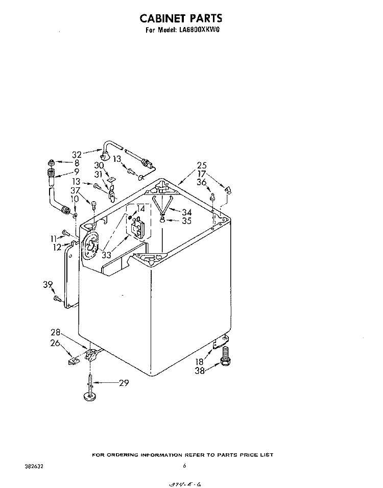 CABINET Diagram and Parts List for LA6800XKW0  Whirlpool Washer
