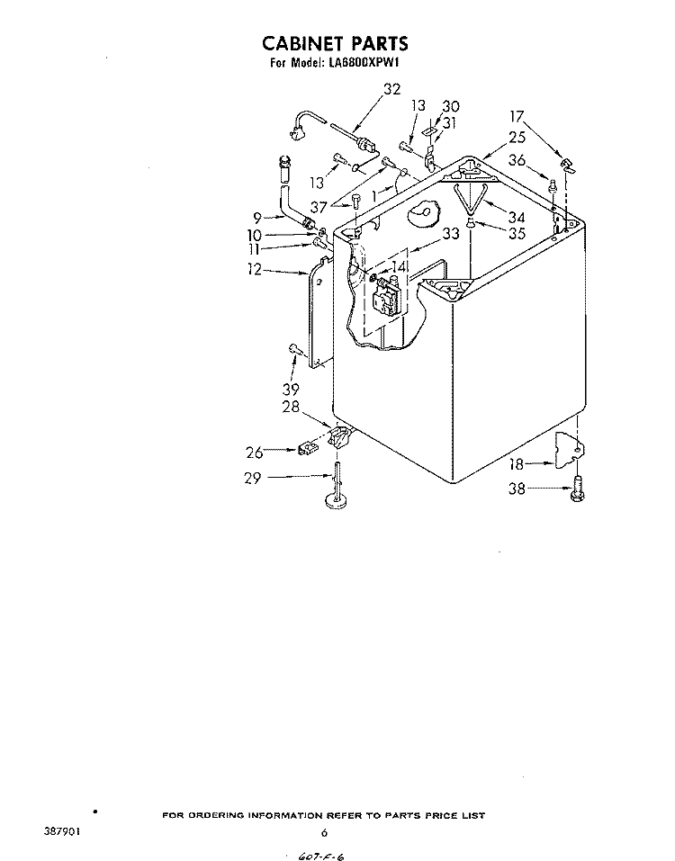CABINET Diagram and Parts List for LA6800XPW1  Whirlpool Washer