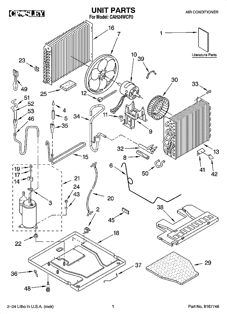 UNIT PARTS Diagram and Parts List for CAH24WCP0  Crosley Air Conditioner