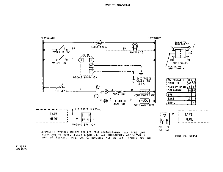 WIRING DIAGRAM Diagram and Parts List for 1525L0A  Roper Range