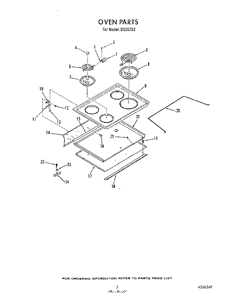 OVEN Diagram and Parts List for D5257X2  Roper Range