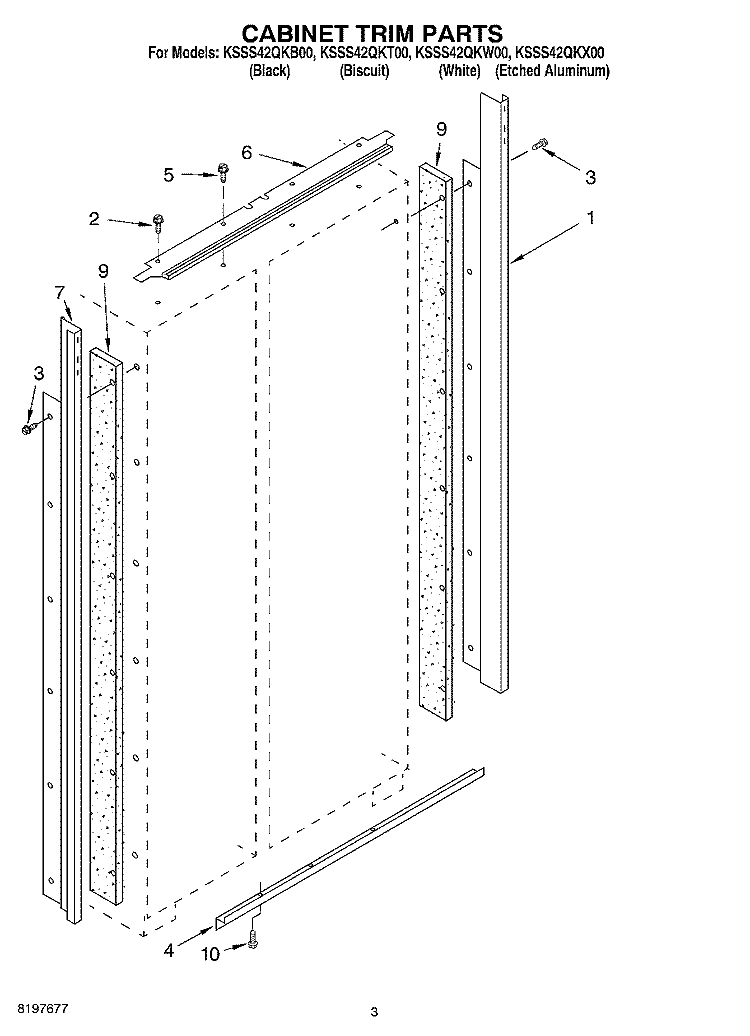 CABINET TRIM Diagram and Parts List for KSSS42QKT00  KitchenAid Refrigerator