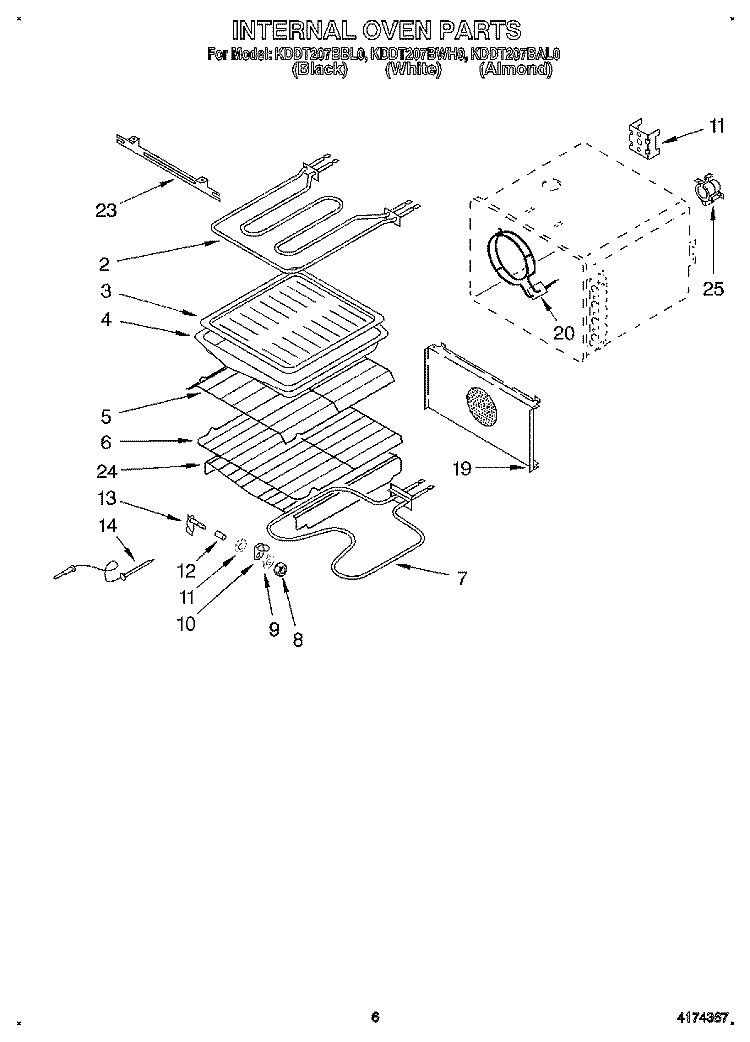 INTERNAL OVEN Diagram and Parts List for KDDT207BAL0  KitchenAid Range