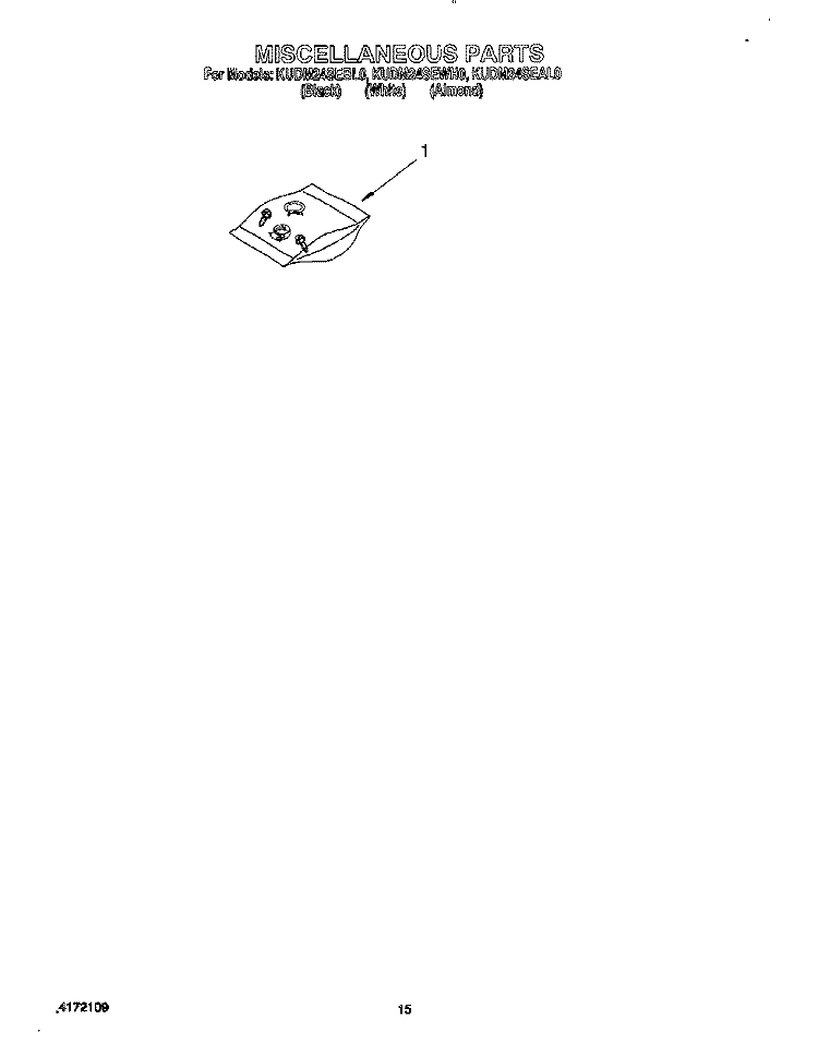 MISCELLANEOUS, LIT/OPTIONAL Diagram and Parts List for KUDM24SEBL0  KitchenAid Dishwasher