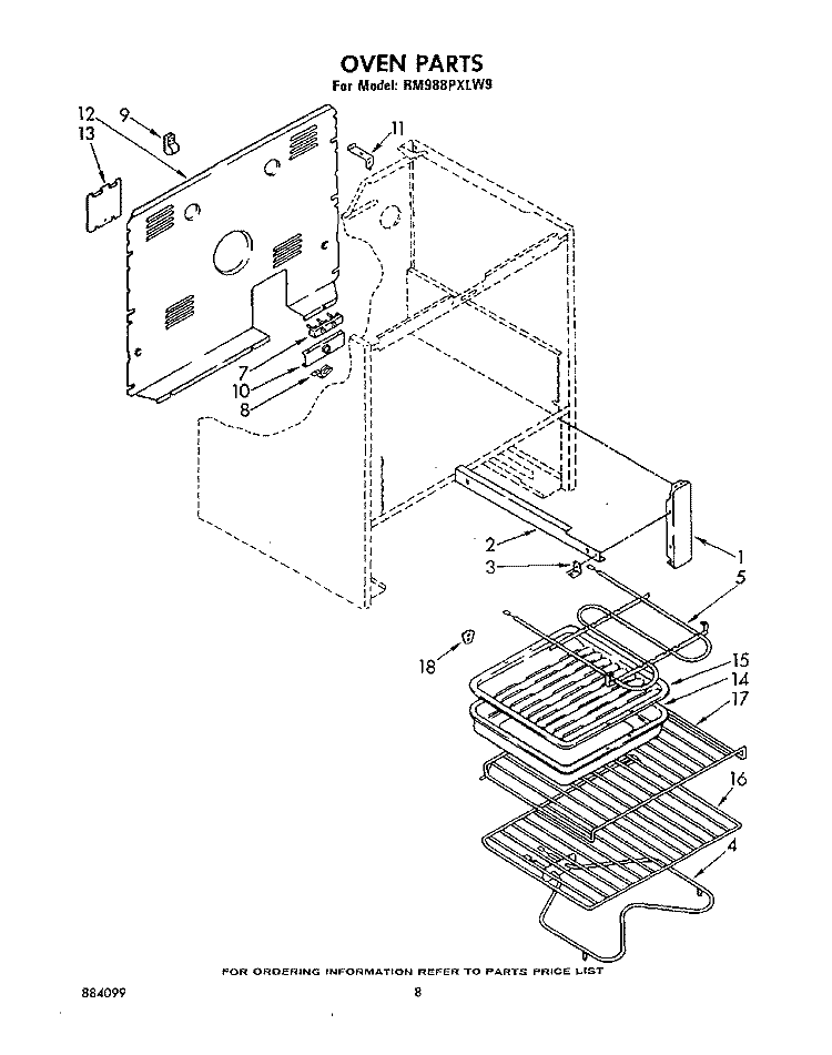 SECTION Diagram and Parts List for RM988PXLW9  Whirlpool Microwave Oven Combo