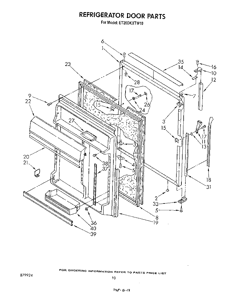 REFRIGERATOR DOOR Diagram and Parts List for ET20DKXTM10  Whirlpool Refrigerator