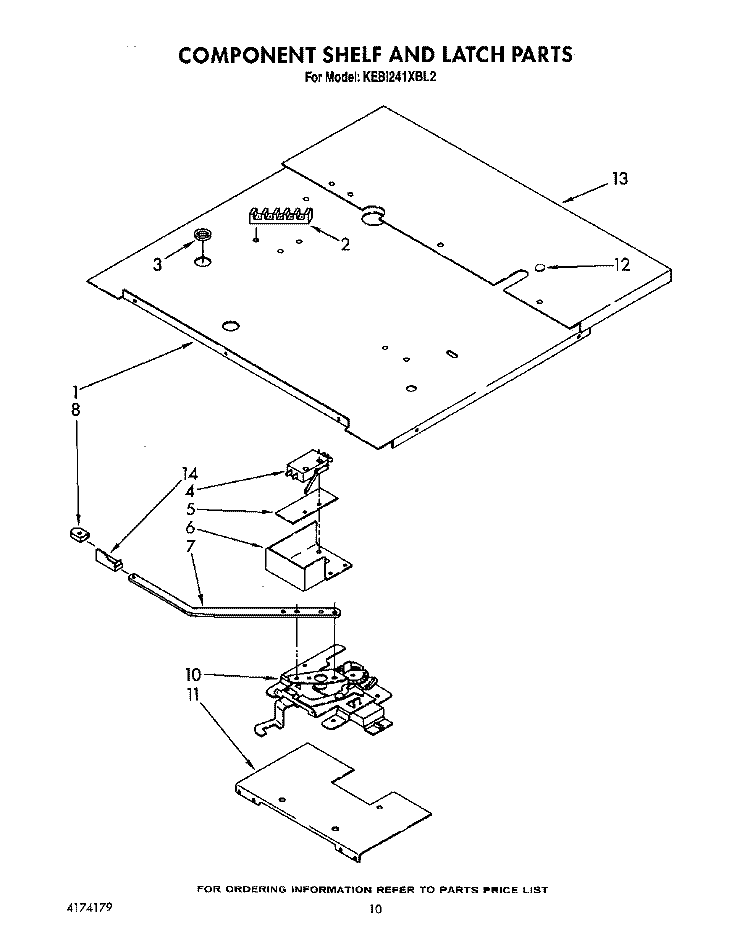 COMPONENT SHELF AND LATCH Diagram and Parts List for KEBI241XBL2  KitchenAid Wall Oven