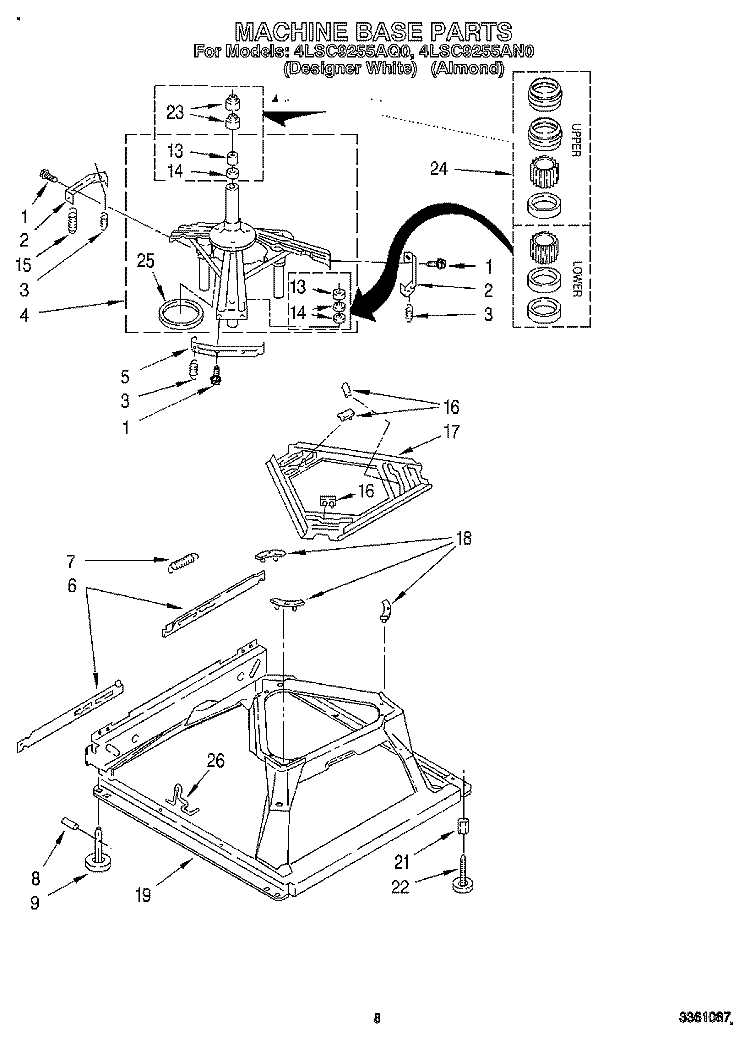MACHINE BASE Diagram and Parts List for 4LSC9255AN0  Whirlpool Washer