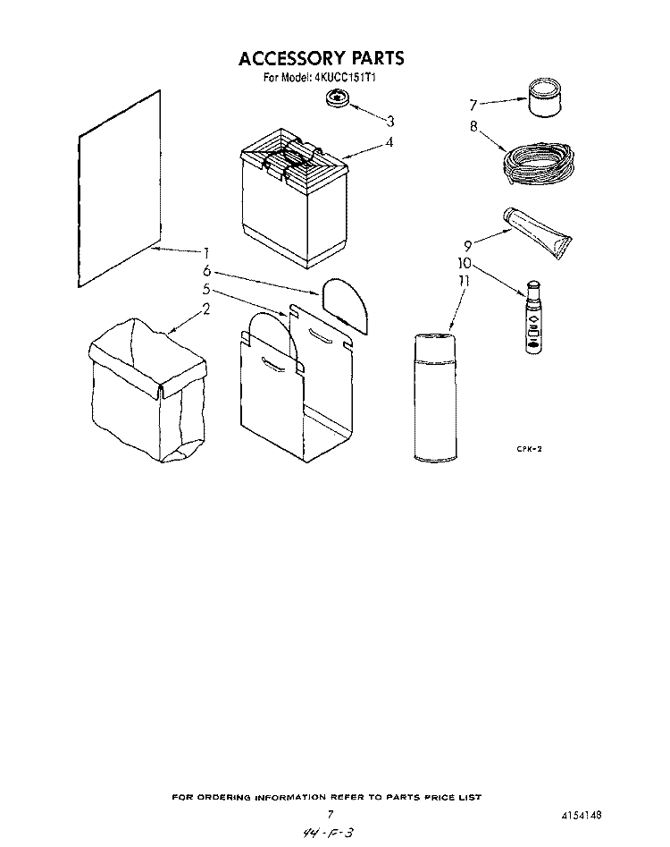 ACCESSORIES Diagram and Parts List for 4KUCC151T1  KitchenAid Trash Compactor