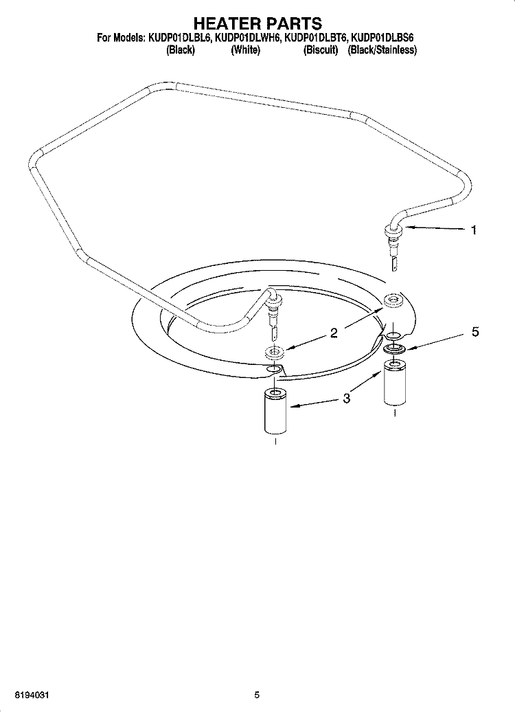 HEATER PARTS Diagram and Parts List for KUDP01DLBL6  KitchenAid Dishwasher