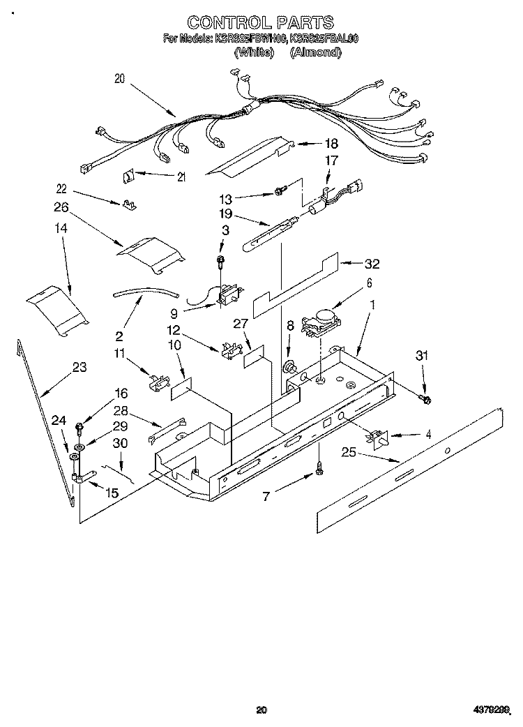 CONTROL, LIT/OPTIONAL Diagram and Parts List for KSRS25FBAL00  KitchenAid Refrigerator