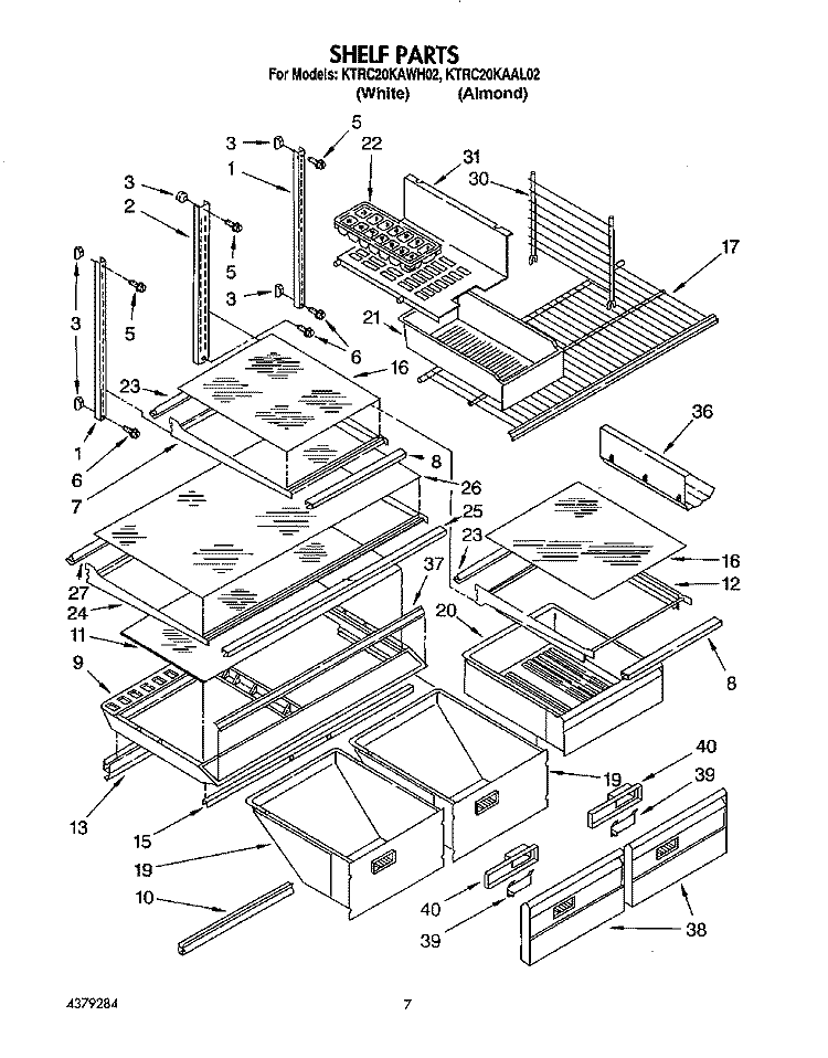 SHELF, LIT/OPTIONAL Diagram and Parts List for KTRC20KAWH02  Whirlpool Refrigerator