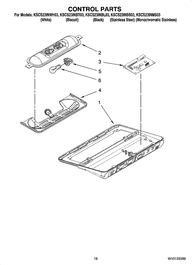CONTROL PARTS Diagram and Parts List for KSCS23INBT03  KitchenAid Refrigerator
