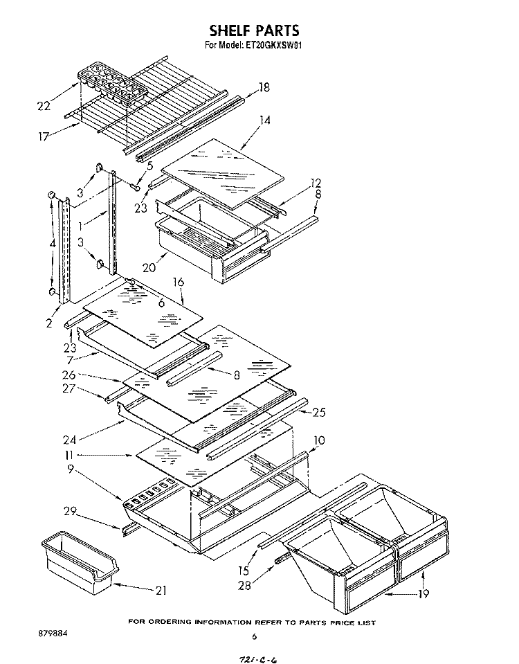 SHELF Diagram and Parts List for ET20GKXSW01  Whirlpool Refrigerator