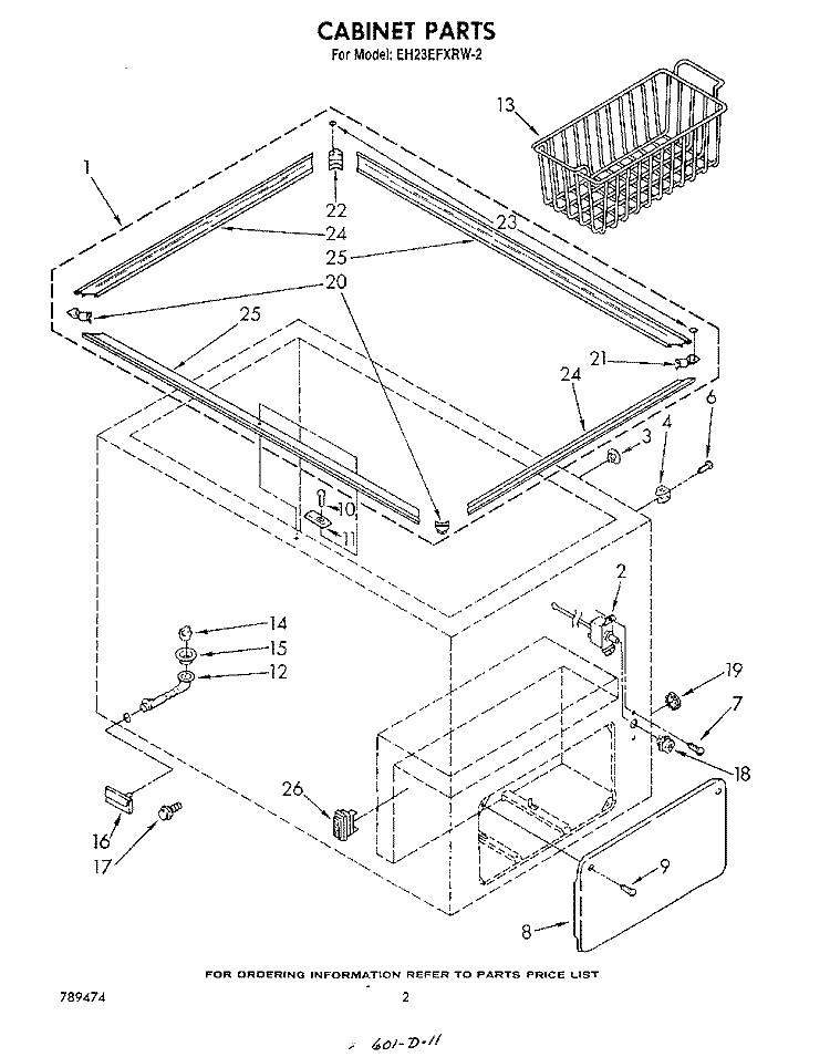SECTION Diagram and Parts List for EH23EFXRW2  Whirlpool Freezer