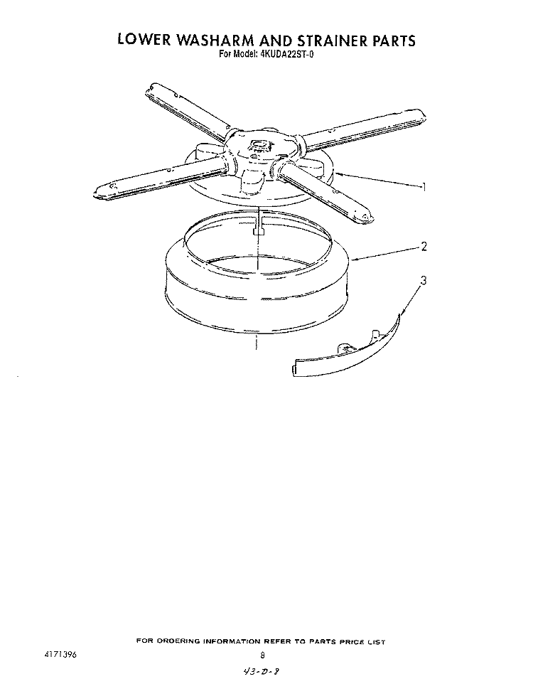 LOWER WASHROOM AND STRAINER Diagram and Parts List for 4KUDA22ST0  KitchenAid Dishwasher