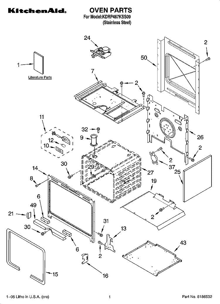 OVEN PARTS Diagram and Parts List for KDRP467KSS09  KitchenAid Range