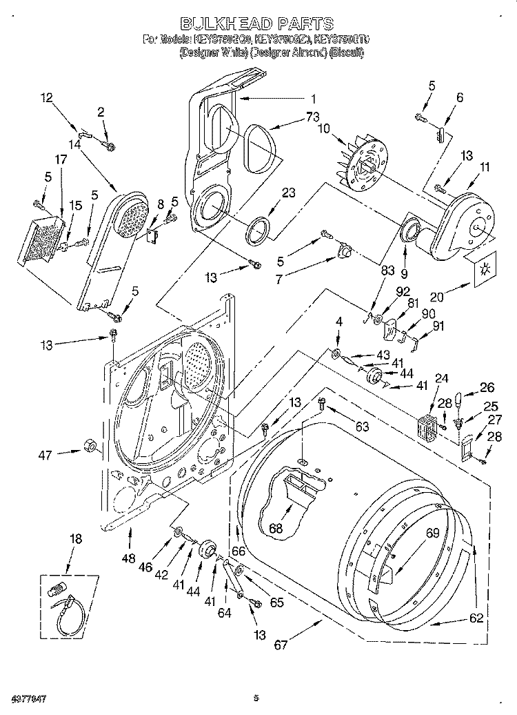 SECTION Diagram and Parts List for KEYS750GZ0  KitchenAid Dryer