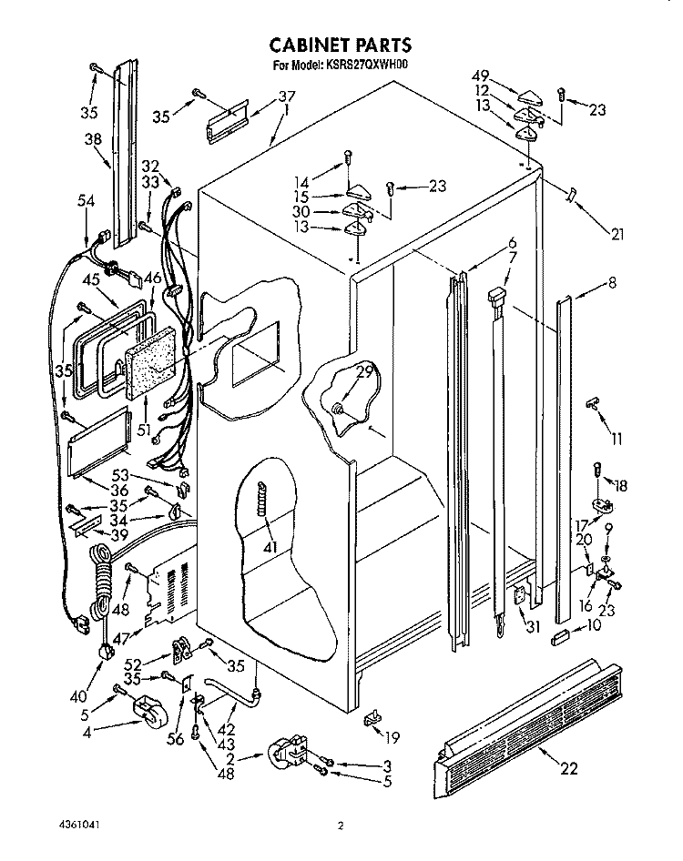 CABINET Diagram and Parts List for KSRS27QXWH00  KitchenAid Refrigerator