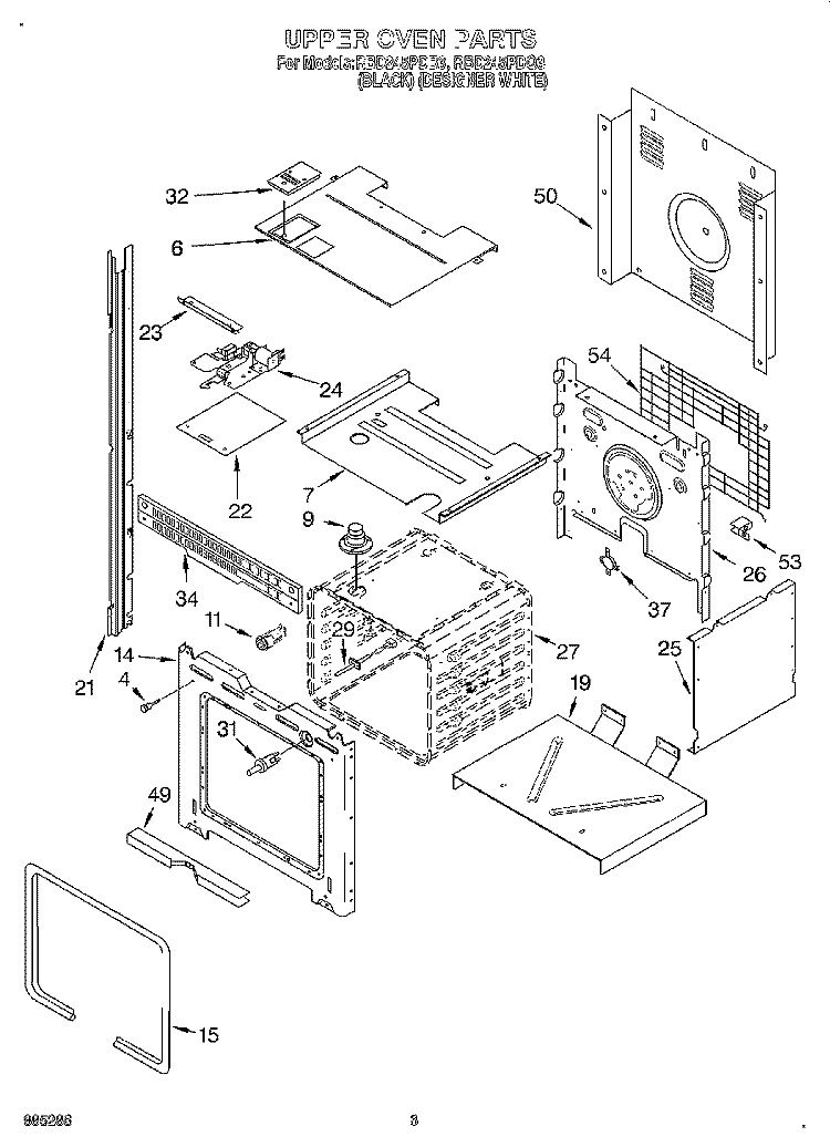UPPER OVEN Diagram and Parts List for RBD245PDQ3  Whirlpool Wall Oven