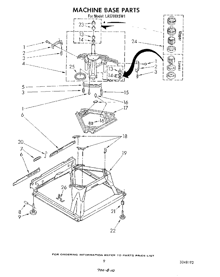 MACHINE BASE Diagram and Parts List for LA5700XSW1  Whirlpool Washer