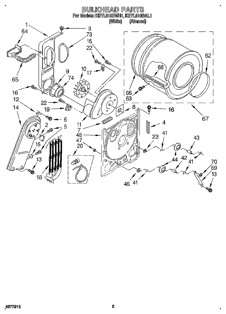 SECTION Diagram and Parts List for KEYL510BAL1  KitchenAid Dryer