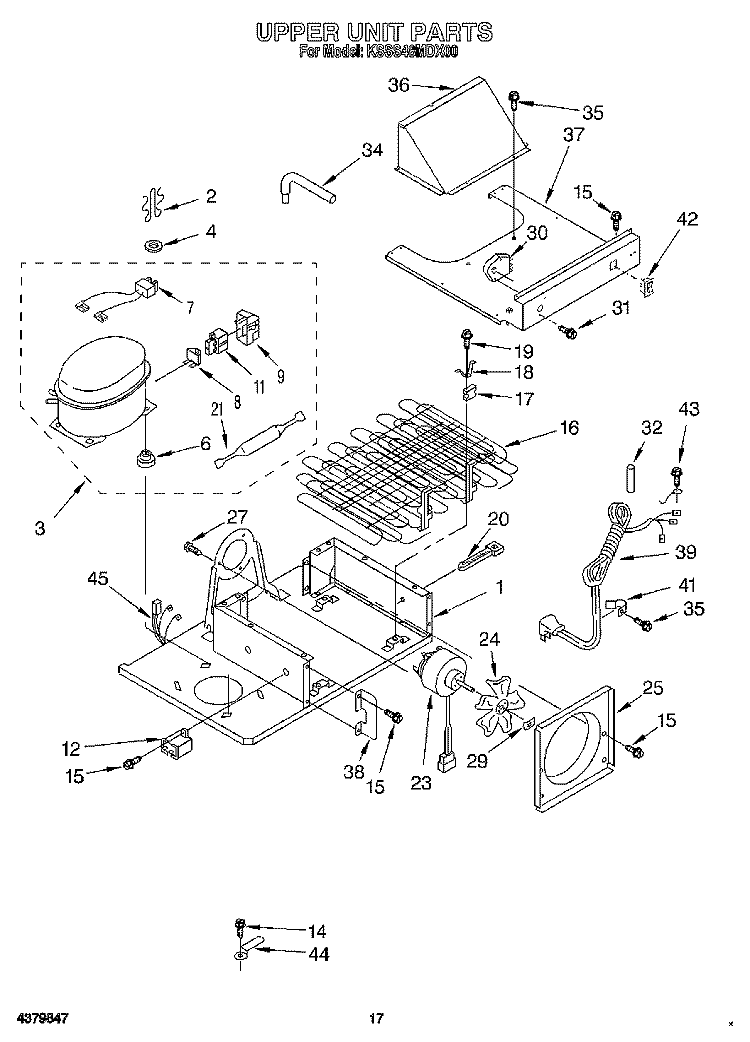 UPPER UNIT Diagram and Parts List for KSSS48MDX00  KitchenAid Refrigerator