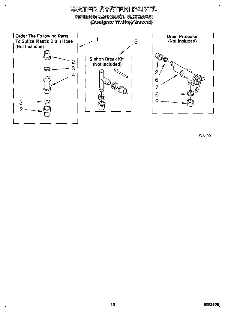 WATER SYSTEM Diagram and Parts List for 6LBR7255AQ1  Whirlpool Washer