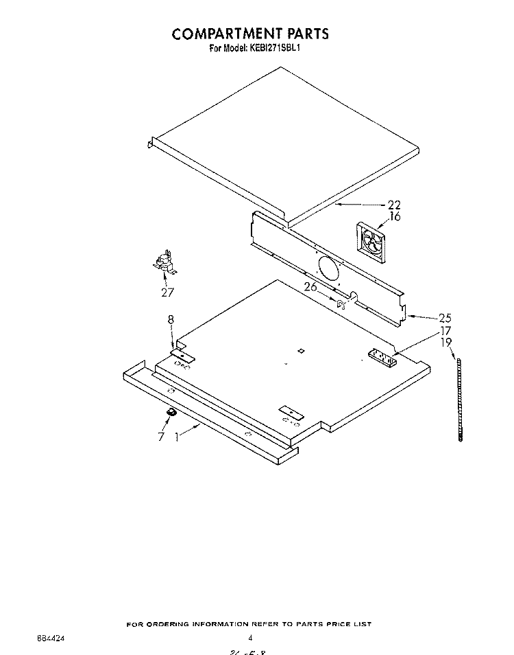 COMPARTMENT Diagram and Parts List for KEBI271SBL1  KitchenAid Wall Oven