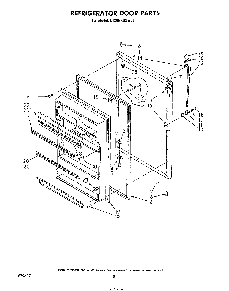 REFRIGERATOR DOOR , LIT/OPTIONAL Diagram and Parts List for ET20NKXSW00  Whirlpool Refrigerator