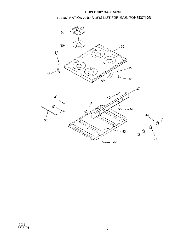 BURNER Diagram and Parts List for 1303^0A  Whirlpool Range