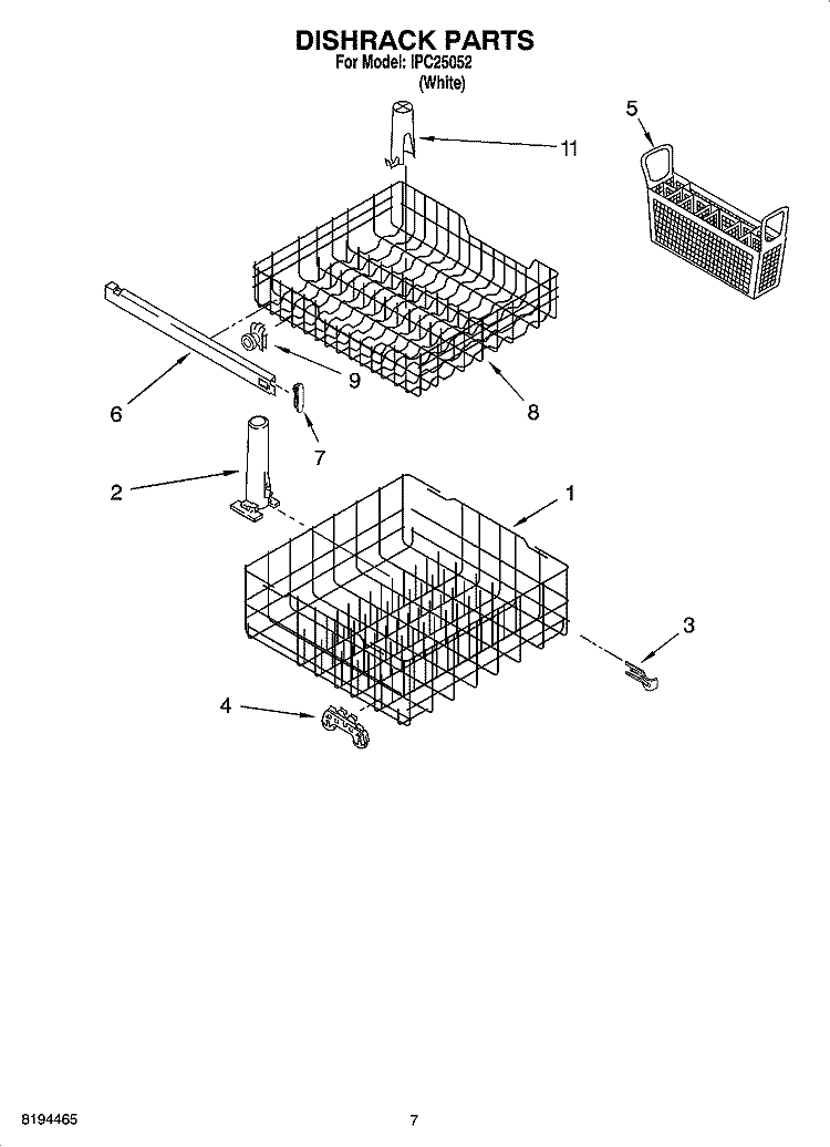 DISHRACK PARTS Diagram and Parts List for IPC25052  Inglis Dishwasher