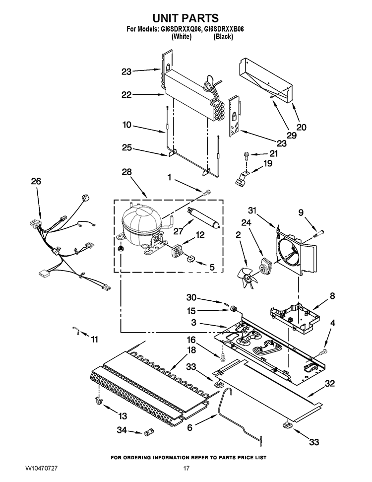 UNIT PARTS Diagram and Parts List for GI6SDRXXB06  Whirlpool Refrigerator