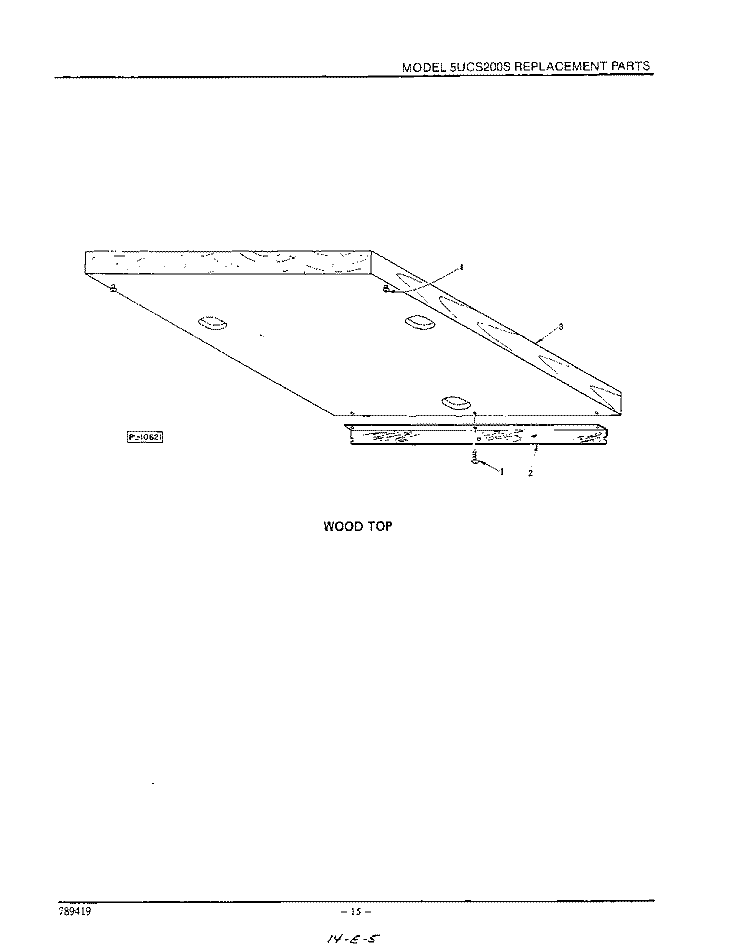 WOOD TOP Diagram and Parts List for KCS200E  KitchenAid Trash Compactor