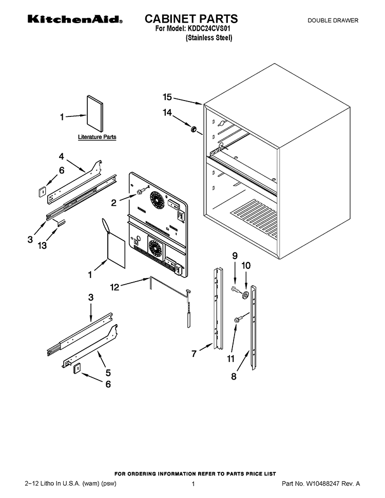 CABINET PARTS Diagram and Parts List for KDDC24CVS01  KitchenAid Refrigerator