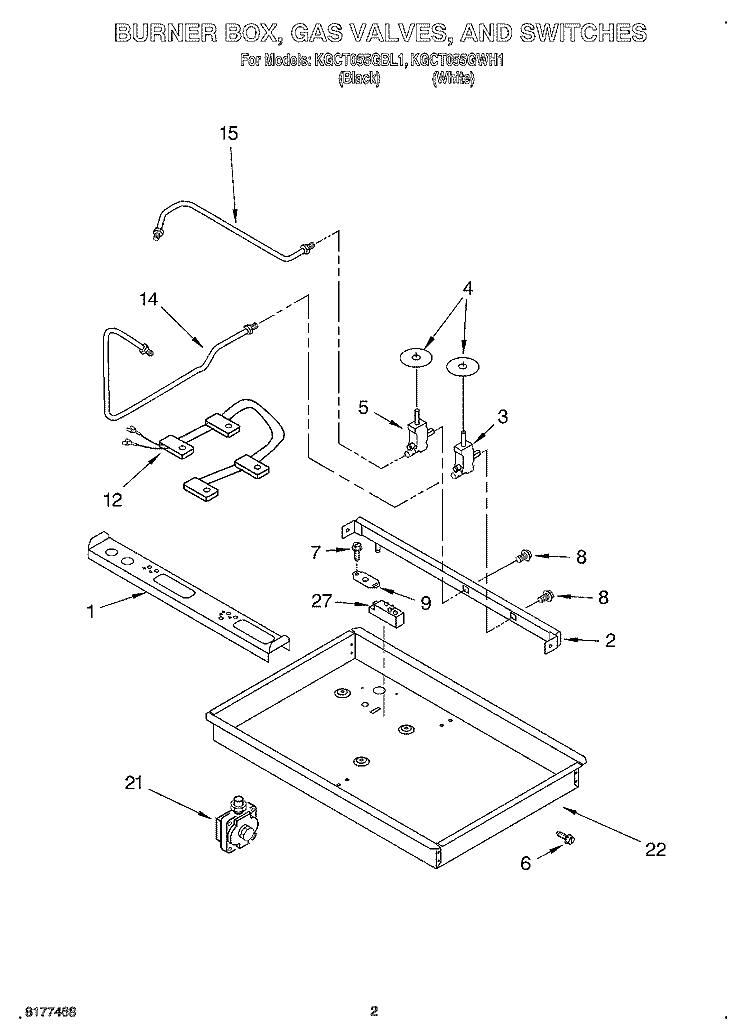 SECTION Diagram and Parts List for KGCT055GBL1  KitchenAid Cooktop