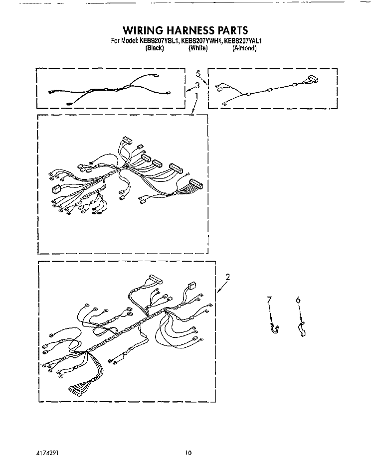 WIRING HARNESS Diagram and Parts List for KEBS207YAL1  KitchenAid Wall Oven