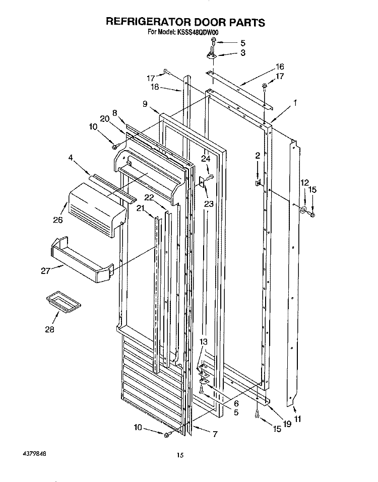 REFRIGERATOR DOOR Diagram and Parts List for KSSS48QDW00  KitchenAid Refrigerator