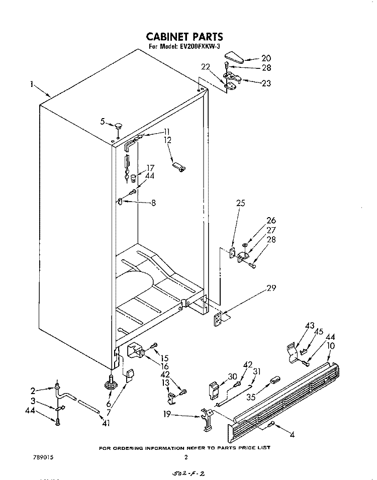 CABINET Diagram and Parts List for EV200FXKW3  Whirlpool Freezer