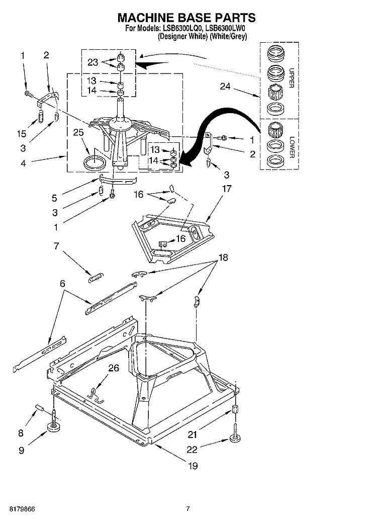 MACHINE BASE Diagram and Parts List for LSB6300LW0  Whirlpool Washer