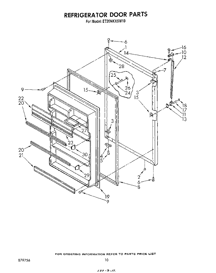 REFRIGERATOR DOOR , LIT/OPTIONAL Diagram and Parts List for ET20NKXSW10  Whirlpool Refrigerator